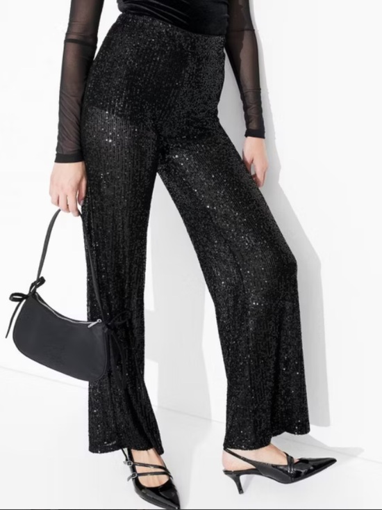 wild fable Pants - Wild Fable Black Sequin Wide-Leg Pants